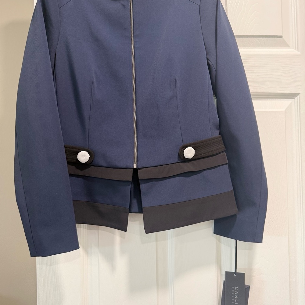 Carlisle Navy and Black Zip-Front Tailored Jacket